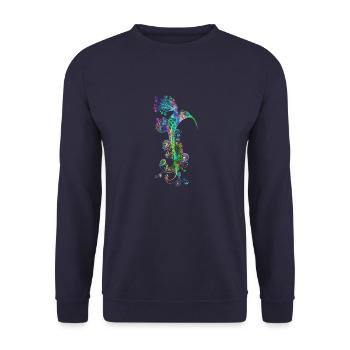 zentangle hummingbird psychedelic - Unisex Sweatshirt - navy - Front - Alina (178cm) & Michal (187cm)