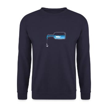 Message in a bottle Captain Anker Maritim Seefahrer Meer - Unisex Sweatshirt - navy - Front - Alina (178cm) & Michal (187cm)