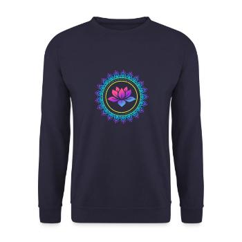 Lotusblume Yoga Pilates Entspannung Spirituell - Unisex Pullover - Navy - Vorne - Alina (178cm) & Michal (187cm)