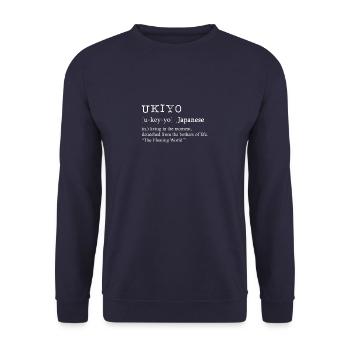 Beliebte Ukiyo Japanische Definition Geschenk Design - Unisex Pullover - Navy - Vorne - Alina (178cm) & Michal (187cm)
