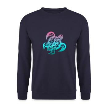 Turtle Mandala Colorful Hawaii Motif Seas - Unisex Sweatshirt - navy - Front - Alina (178cm) & Michal (187cm)