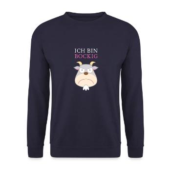 Ich bin BOCKIG! - Unisex Pullover - Navy - Vorne - Alina (178cm) & Michal (187cm)