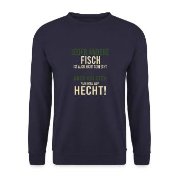 Hecht Jeder andere Fisch ist auch nicht schlecht - Unisex Pullover - Navy - Vorne - Alina (178cm) & Michal (187cm)