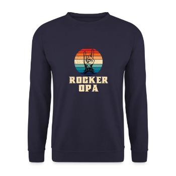 Rocker Opa Großvater Geschenk Von Enkel Musik - Unisex Pullover - Navy - Vorne - Alina (178cm) & Michal (187cm)