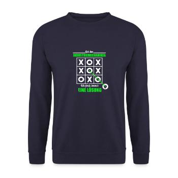 Ich Bin Industriemechaniker Spielfeld Lösung - Unisex Pullover - Navy - Vorne - Alina (178cm) & Michal (187cm)