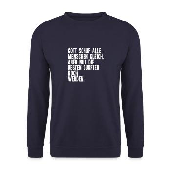 Nur Die Besten Durften Koch Werden Köche Kantine - Unisex Pullover - Navy - Vorne - Alina (178cm) & Michal (187cm)