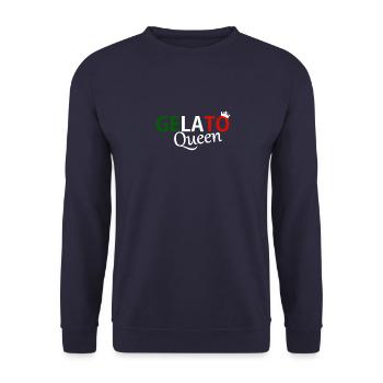 Gelato Queen Ice Cream Experte Italien Flagge - Unisex Pullover - Navy - Vorne - Alina (178cm) & Michal (187cm)
