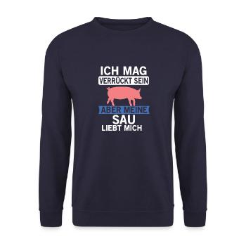 Sau schwein bauer landwirt - Unisex Pullover - Navy - Vorne - Alina (178cm) & Michal (187cm)