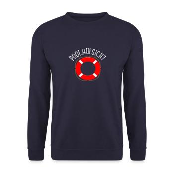 Poolaufsicht Pool Boy Bademeister Rettungsring - Unisex Pullover - Navy - Vorne - Alina (178cm) & Michal (187cm)