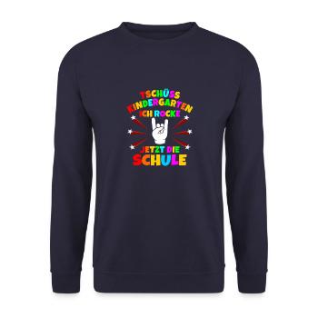 Tschüss Kindergarten Rocke Jetzt die Schule Einsch - Unisex Pullover - Navy - Vorne - Alina (178cm) & Michal (187cm)