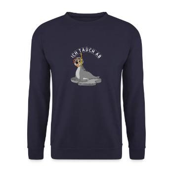 Moin Seehund Robbe für Plattdeutschliebhaber - Unisex Pullover - Navy - Vorne - Alina (178cm) & Michal (187cm)