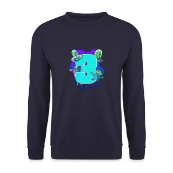 3e anniversaire des enfants - Alien et Ufo - Sweat-shirt Unisexe - marine - Devant - Alina (178cm) & Michal (187cm)