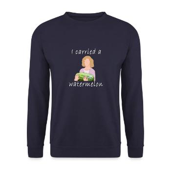I Carried A Watermelon - Unisex Sweatshirt - navy - Front - Alina (178cm) & Michal (187cm)