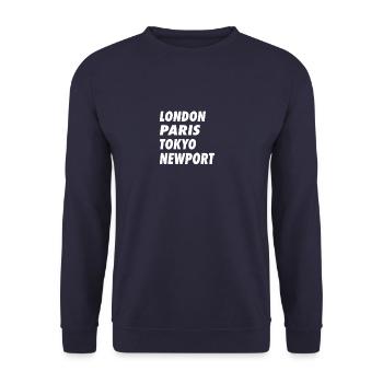 Lustiges London Paris Tokio Newport Design - Unisex Pullover - Navy - Vorne - Alina (178cm) & Michal (187cm)