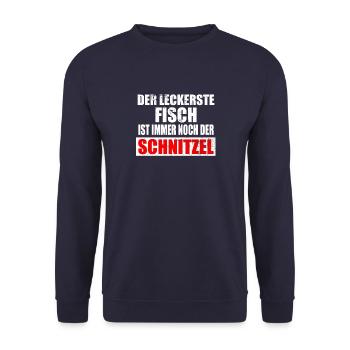 Schnitzel Schweineschnitzel Schnitzelklopfer Shirt - Unisex Pullover - Navy - Vorne - Alina (178cm) & Michal (187cm)