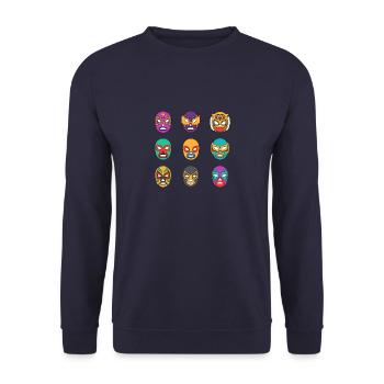 Mexican wrestler Lucha Libre masks - Unisex Sweatshirt - navy - Front - Alina (178cm) & Michal (187cm)