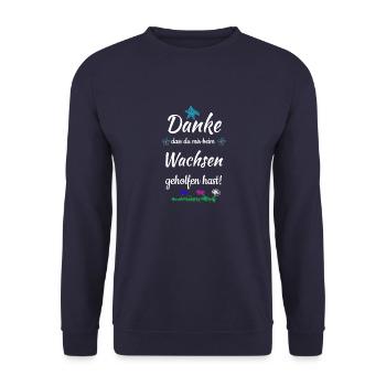 Danke dass du mir beim Wachsen geholfen hast - Unisex Pullover - Navy - Vorne - Alina (178cm) & Michal (187cm)