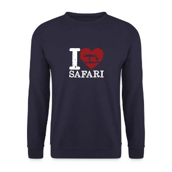 Ich liebe die Safari in Afrika - Unisex Pullover - Navy - Vorne - Alina (178cm) & Michal (187cm)