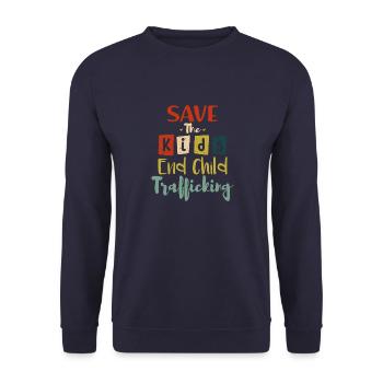 Save the Kids End Child Trafficking Vintage - Unisex Sweatshirt - navy - Front - Alina (178cm) & Michal (187cm)