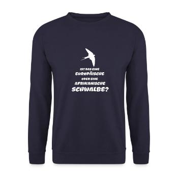 Schwalbe Ritter Kokosnuß Geschenk Herren Damen - Unisex Pullover - Navy - Vorne - Alina (178cm) & Michal (187cm)