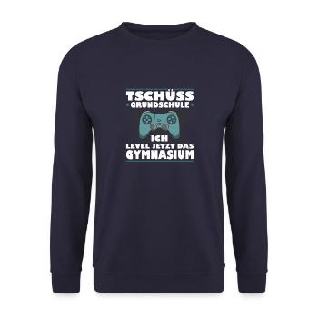 Tschüss Grundschule Level Jetzt Gymnasium Gaming G - Unisex Pullover - Navy - Vorne - Alina (178cm) & Michal (187cm)