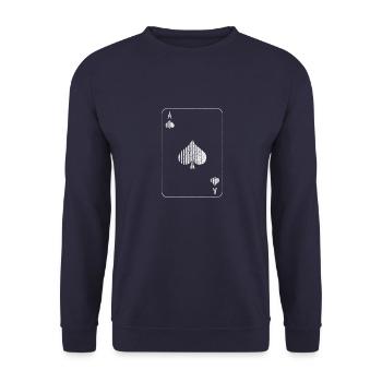 Pik Ass Halloween Kostüm für Kartenspieler - Unisex Pullover - Navy - Vorne - Alina (178cm) & Michal (187cm)
