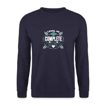 40 Geburtstag Gamer Level Complete 40 - Unisex Pullover - Navy - Vorne - Alina (178cm) & Michal (187cm)