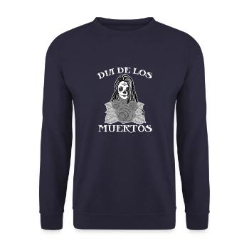 Masque Skull Mexico Dia de los Muertos - Sweat-shirt Unisexe - marine - Devant - Alina (178cm) & Michal (187cm)