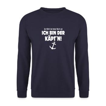 Der Käptn hat immer Recht ich bin der Käpt´n Anker - Unisex Pullover - Navy - Vorne - Alina (178cm) & Michal (187cm)