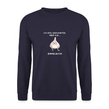 Knoblauch Kartenspieler - Unisex Pullover - Navy - Vorne - Alina (178cm) & Michal (187cm)