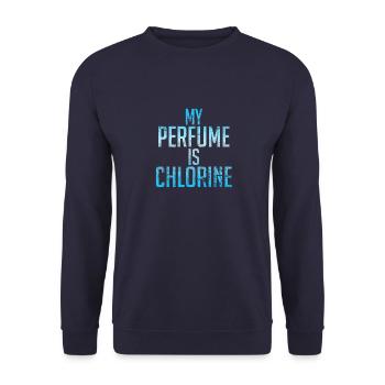 Mein Parfüm ist ChlorWasser-Aerobic - Unisex Pullover - Navy - Vorne - Alina (178cm) & Michal (187cm)