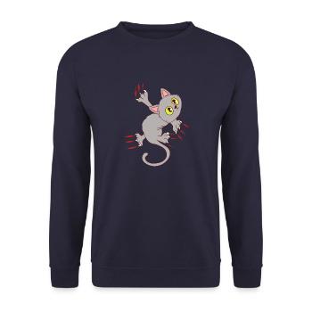 Lustiges Katzen Design Mietze Kätzchen kratzende - Unisex Pullover - Navy - Vorne - Alina (178cm) & Michal (187cm)
