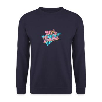 90s babe 90s kid nostalgia birthday gift - Unisex Sweatshirt - navy - Front - Alina (178cm) & Michal (187cm)