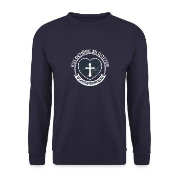 Gottes Bodenpersonal Pfarrer Geschenke Kirche - Unisex Pullover - Navy - Vorne - Alina (178cm) & Michal (187cm)