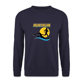 Aquathlon ein Sport ist nicht genug Swim And Run - Unisex Pullover - Navy - Vorne - Alina (178cm) & Michal (187cm)