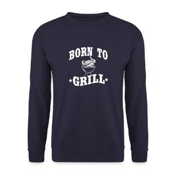 Born to Grill BBQ Grillmeister T-Shirt Grillen - Unisex Pullover - Navy - Vorne - Alina (178cm) & Michal (187cm)