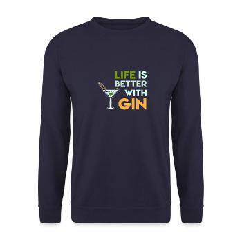 Boire un cocktail de gin La vie est meilleure - Sweat-shirt Unisexe - marine - Devant - Alina (178cm) & Michal (187cm)