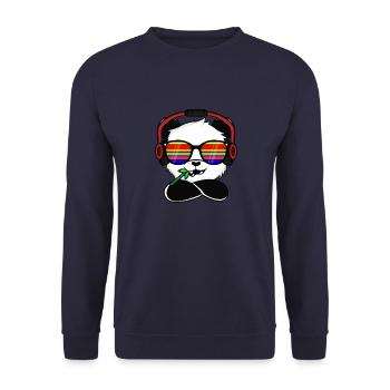 Regenbogenbrille Cool Panda - Kopfhörer Überohr - Unisex Pullover - Navy - Vorne - Alina (178cm) & Michal (187cm)