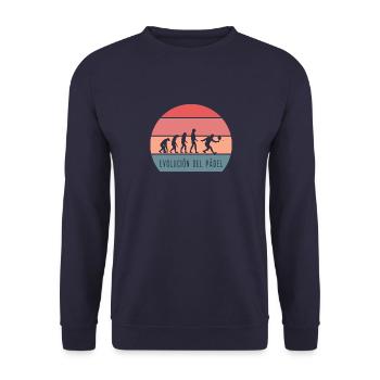 Paddel Tennis lustiges Design Paddel Retro Evolution - Unisex Pullover - Navy - Vorne - Alina (178cm) & Michal (187cm)