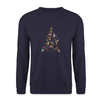 Hummingbird fir tree Christmas tree - Unisex Sweatshirt - navy - Front - Alina (178cm) & Michal (187cm)