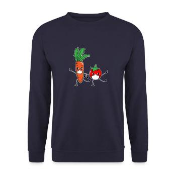 Légumes dansants avec masque thé végétalien végétarien - Sweat-shirt Unisexe - marine - Devant - Alina (178cm) & Michal (187cm)