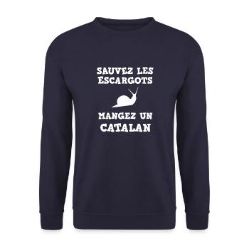Sauvez les escargots mangez un catalan humour - Sweat-shirt Unisexe - marine - Devant - Alina (178cm) & Michal (187cm)