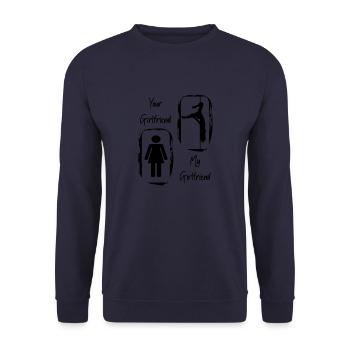 Your Girlfriend My Girlfriend Birthday Gift - Unisex Sweatshirt - navy - Front - Alina (178cm) & Michal (187cm)