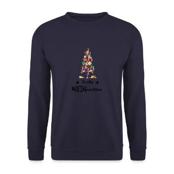 Frohe WEINnachten Weihnachten lustig Outfit - Unisex Pullover - Navy - Vorne - Alina (178cm) & Michal (187cm)