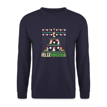 Beagles Feliz Navidog Merry Chritsmas - Sweat-shirt Unisexe - marine - Devant - Alina (178cm) & Michal (187cm)