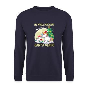 Moi en attendant le père Noël - Sweat-shirt Unisexe - marine - Devant - Alina (178cm) & Michal (187cm)