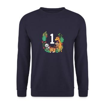 Kinder 1. Geburtstag Tiermotiv - 1 Jahr Alt - Unisex Pullover - Navy - Vorne - Alina (178cm) & Michal (187cm)