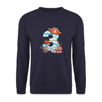 3 pirate children's birthday 3 years boy - Unisex Sweatshirt - navy - Front - Alina (178cm) & Michal (187cm)