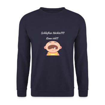 Schlaflose Nächte Schlafmangel wenig Schlaf Baby - Unisex Pullover - Navy - Vorne - Alina (178cm) & Michal (187cm)