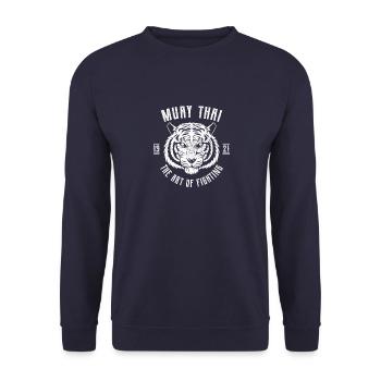 Muay Thai Tiger - Thai Boxing and Kickboxing Gift - Unisex Sweatshirt - navy - Front - Alina (178cm) & Michal (187cm)